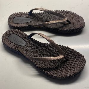 Ilse Jacobsen Womens Brown Textured Slip On Flip Flop Thong Sandals